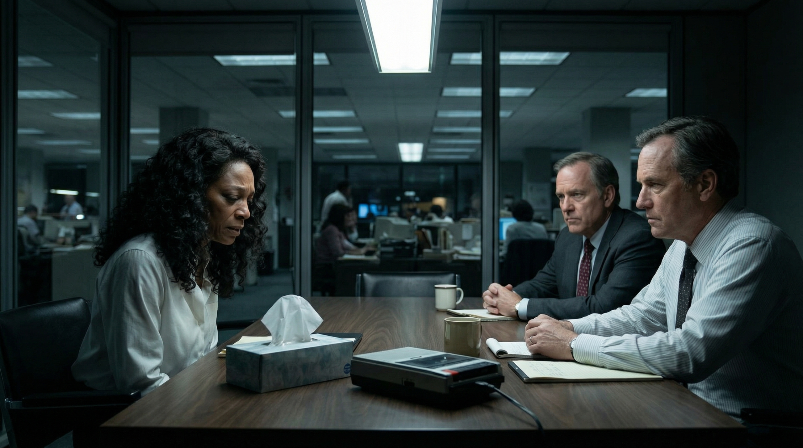Pulitzer medal resting on a desk inside a quiet newsroom.